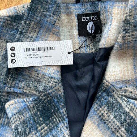 Women's Tall Check Longline Wool Coat - Picture 4 of 8